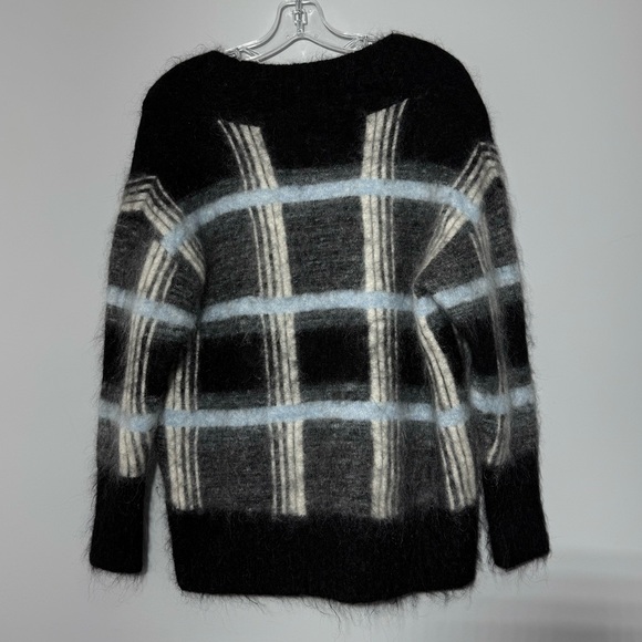 COS Mohair Wool Oversized Plaid Sweater XS V-Neck Slouchy Drop Shoulder Academia - Picture 9 of 16